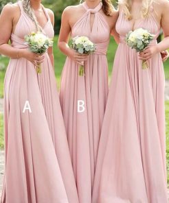 A Line V Neck Floor Length Lilac Chiffon Long Prom Dress, Lilac Lavender  Formal Graduation Evening Dress, Lilac Bridesmaid Dress